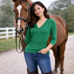 Ann Taylor Green Knit Sweater Women’s Small Soft Lightweight Classic Top